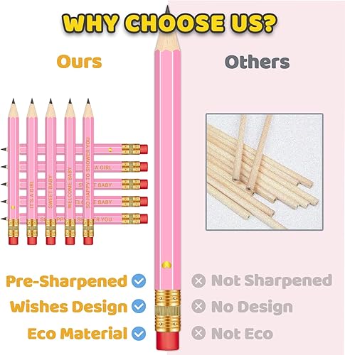 Miniatura 2 de 50 Piezas - Lápices Medios Afilados para Baby Shower con Borradores, Lápices Preafilados para Juegos de Baby Shower, 4 Pulgadas