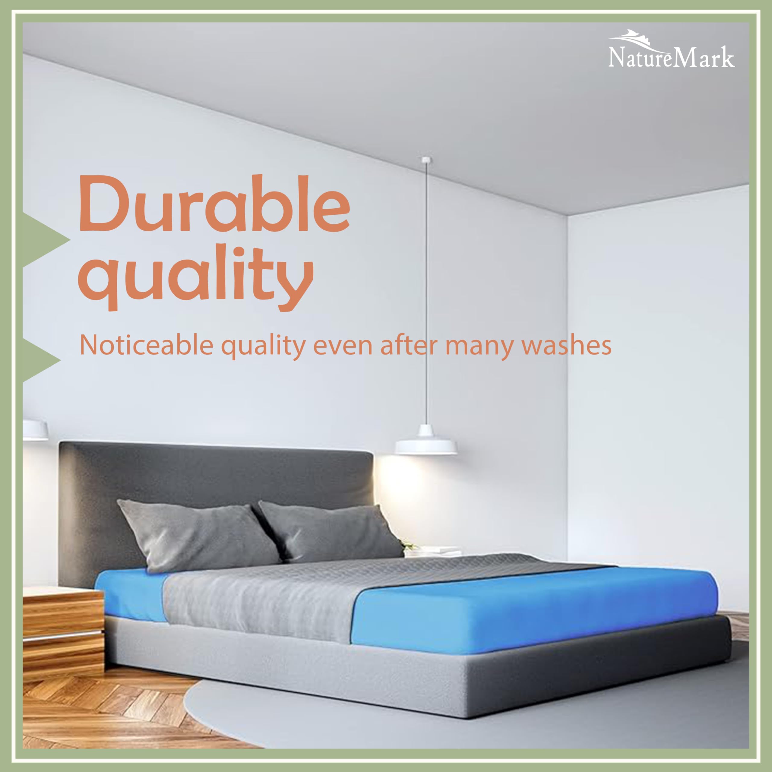 NatureMark Microfiber Fitted Sheet - Soft, Breathable & Comfortable - With Elastic Band - 180 x 200 cm - Turquoise - Image 4