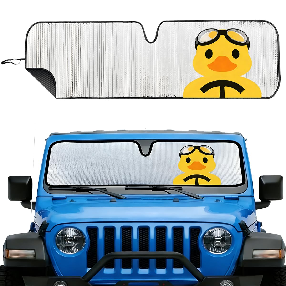 Windshield Sun Shade for Jeep Wrangler TJ JK JL &amp; Gladiator JT 2/4 Door,Cute Duck Sun Shade,Sunshade for Jeep Wrangler Front Windshield Sun Visor