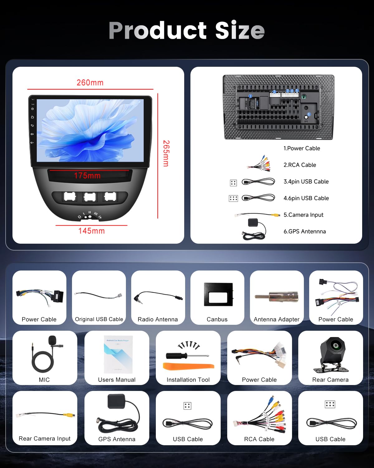 NHOPEEW Autoradio Android 2+64 GB per Peugeot 107 / Citroën C1 / Toyota Aygo 2004-2014 Supporta CarPlay Android Auto, video online, navigazione GPS e comandi al volante temi per l'interfaccia utente