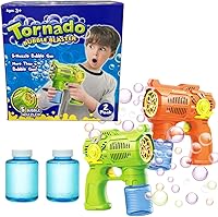 Vista 7 de Juego de 2 pistolas de burbujas con baterías, juguetes sopladores automáticos de burbujas para niños y niños pequeños, 1 verde + 1 disparador