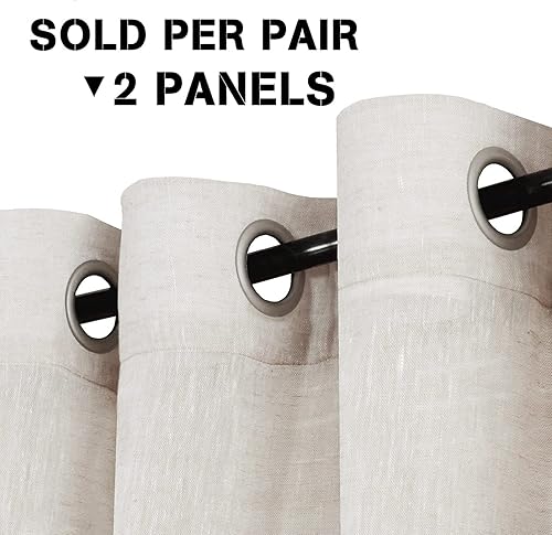 Miniatura 2 de HVERESAILTEX - Cortinas de lino natural mezclado con 2 paneles semi transparentes de lino texturizado para sala de estardormitorio filtrado de luz