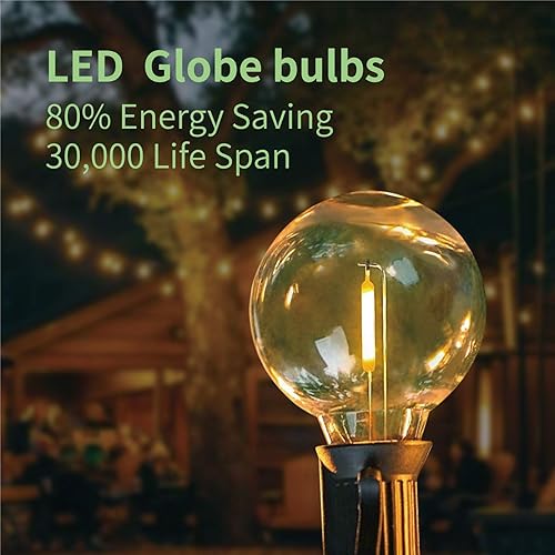 Miniatura 4 de Meconard Bombillas LED G40 de repuesto, bombillas LED inastillables de 1.57 pulgadas y 1 vatio, para cadena de luces interiores y exteriores,