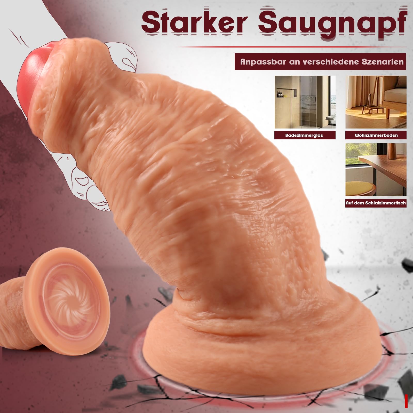 24,5 X 12 cm Realistico Monster Dildo XXL, Grande Dilatatore Anale in Silicone con Proboscide di Elefante con Forte Ventosa, Enormi e Spessi Dildo Fantasy Giocattolo Sessuale per Adulti Esperti Donne