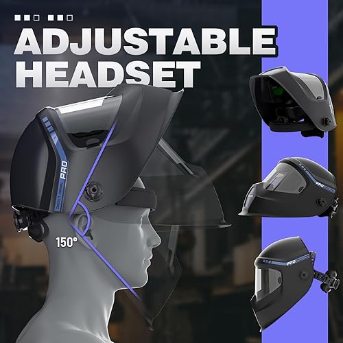 Miniatura 7 de Casco de soldadura de color verdadero 1111 con vista lateral, capucha de soldadura de oscurecimiento automático con energía solar, máscara de