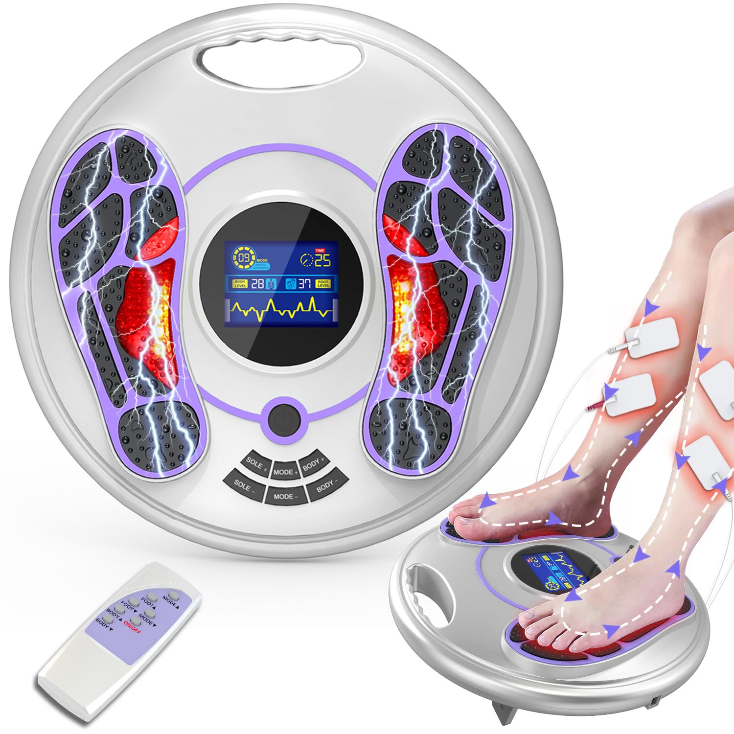 Amazon.com: EMS Foot Massager with 4 Electrode Pads - Health 