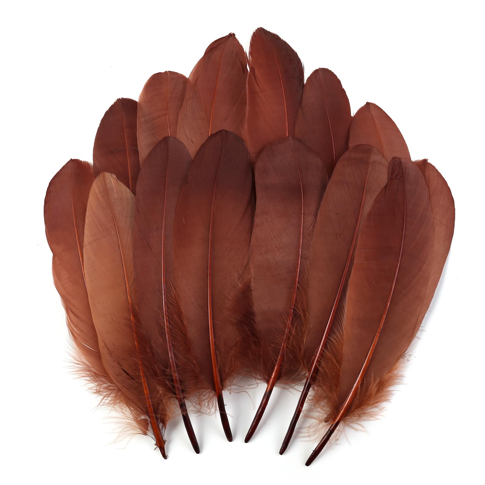 THARAHT 120pcs Coffee Goose Feathers Natural Bulk 6-8 inch 15-20cm for Crafts DIY Cosplay Wedding Party Halloween Decoration Goose Nagoire Feathers