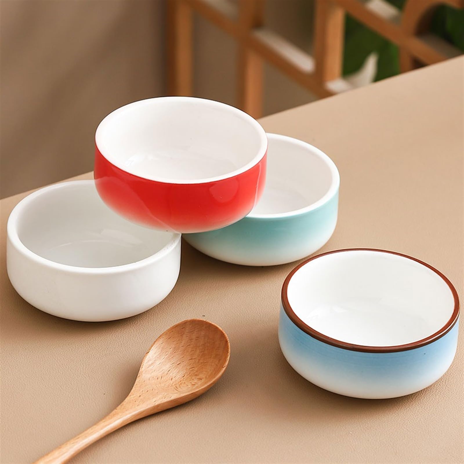 Ciotole Aperitivo Ciotola for Snack da Dessert Piatto Commerciale in Ceramica for Hotel Ciotola for Salsa di condimento Piatto for Snack Squisito Ciotoline per Aperitivo(Red)