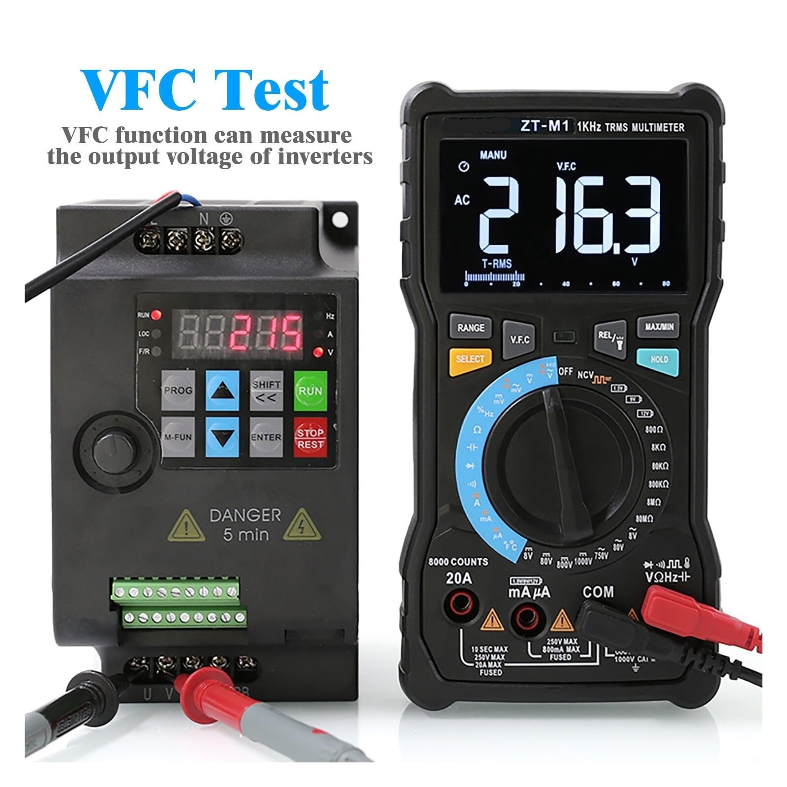 Multimetr Cyfrowy, Profesjonalny cyfrowy multimetr True RMS 8000 - tester prądu AC/DC 20A(ZT-M1)