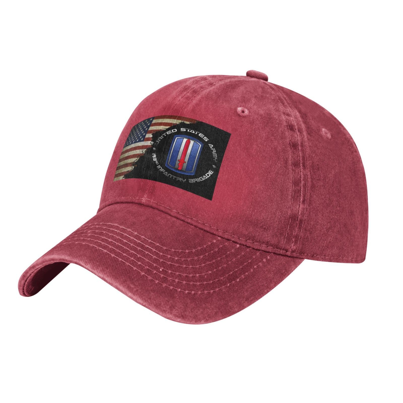 US Flag 193rd Infantry Brigade Unisex Baseball Cap Cowboy Hat Red