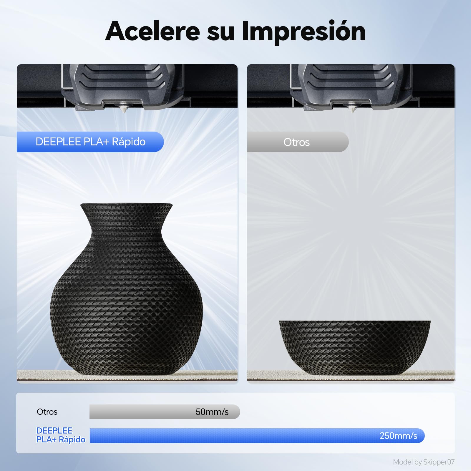 DEEPLEE Filamento PLA+ 1.75 mm 1 kg Negro Alta Velocidad 30-600 mm/s Precisión ±0.02 mm