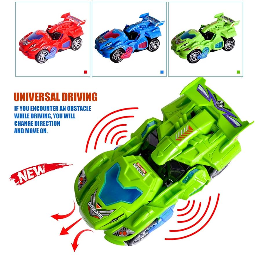 恐竜型ミニカー 変形機能付き Amazon | AINOLWAY 変身恐竜 LED 車用おもちゃ 電動変形車