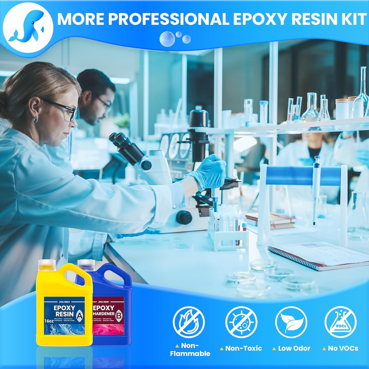 JHKL RESIN Epoxy Resin Kit, 32OZ Food Safe Epoxy Resin Casting & Coating, Crystal Clear and Fast Cure & NO Bubble and Self Leveling to Easy Mix 1:1 for DIY Jewelry Making, Art Crafts, Wood & Resin - Image 5