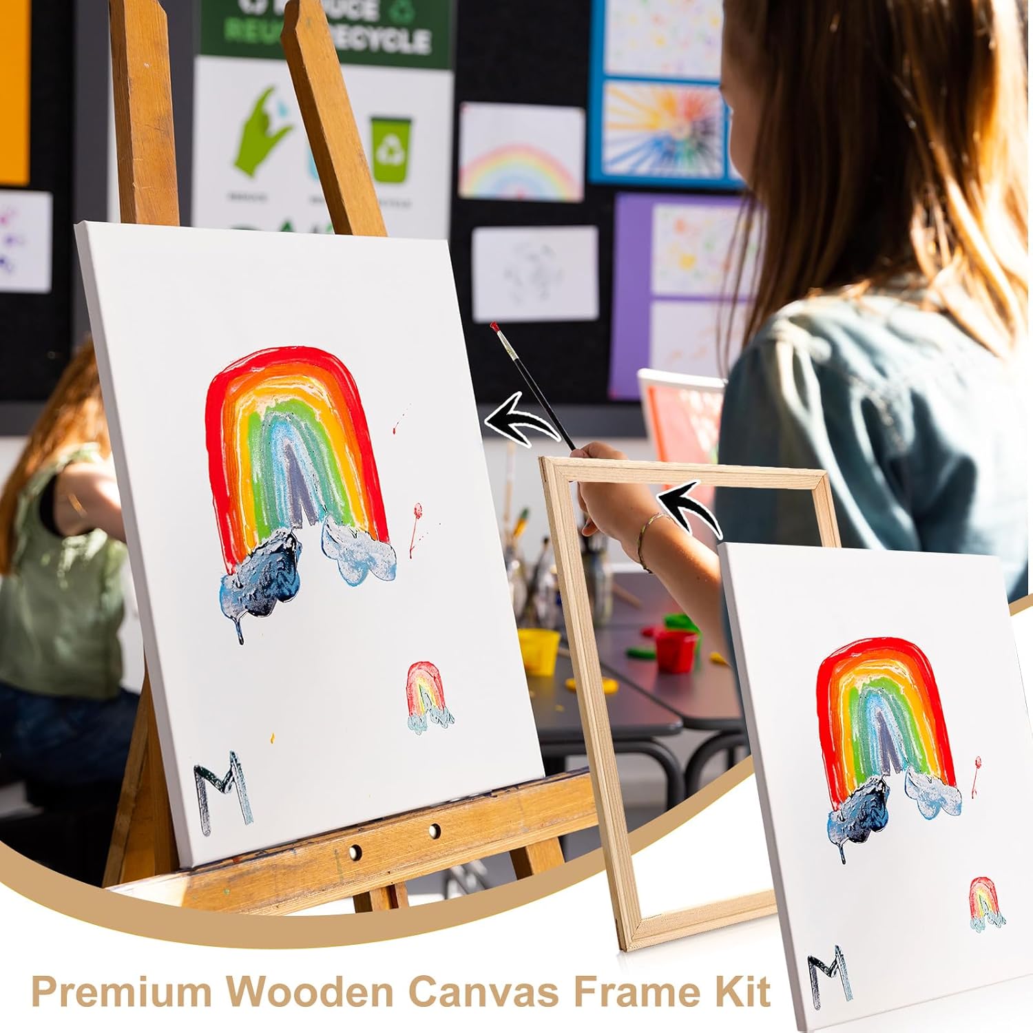 2 Set 16x20 Inch DIY Wood Canvas Frame Kit Wooden Stretcher Bars Removable Lightweight Stretcher Frames for Oil Painting Canvas Art Diamond Prints Poster Needlepoint Arts Embroidery Stitch Supplies