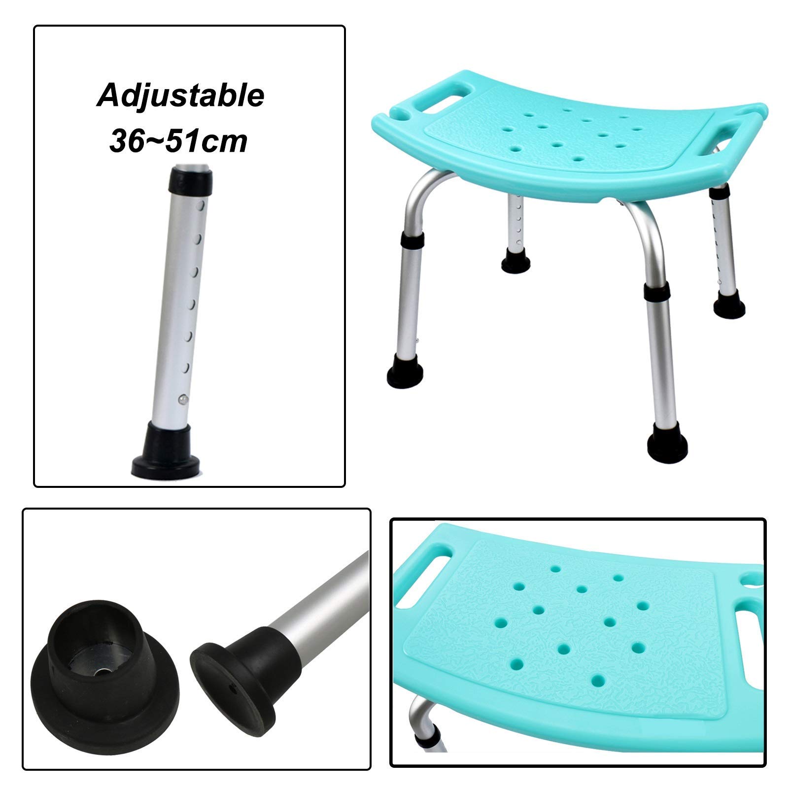 NMDCDH Sedia da Doccia per Anziani Sedile da Doccia Premium Sedia da Bagno Regolabile in Altezza, Panca da Sgabello per Vasca da Bagno Compatta e Leggera per Adulti Disabili, Verde