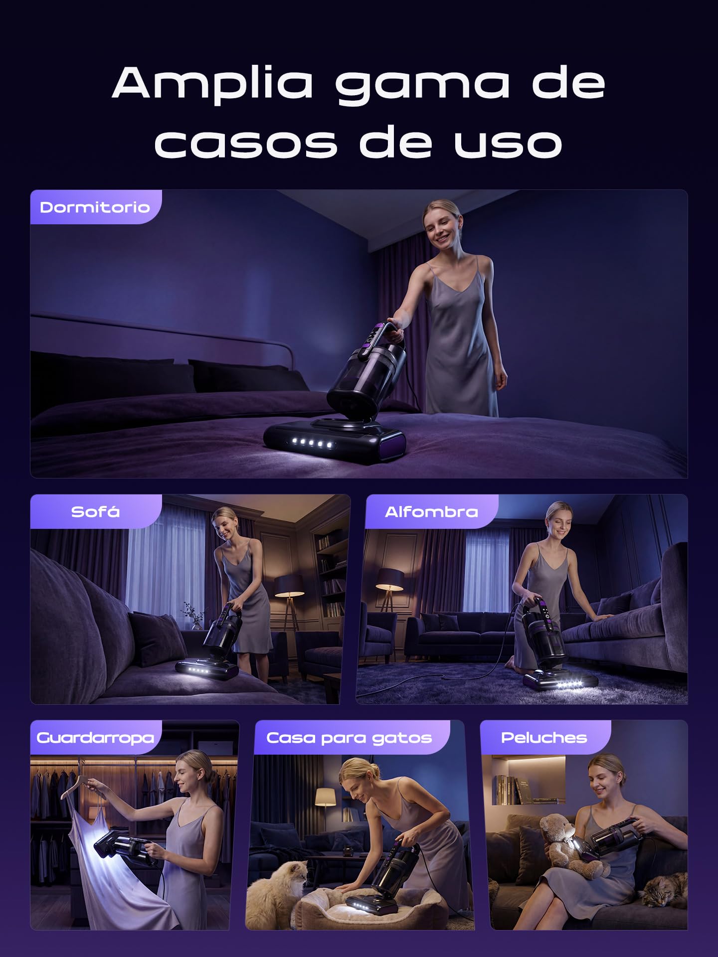 Aspiradora Antiacaros,14000PA Aspiradora de Mano con Luz UV-C,Aire Caliente,Ultrasonidos y Filtro HEPA, Aspirador para Colchón, Sofá, Tapicería y Alfombras, Alérgicos, Mascotas y Bebés–Cable 4 Metros