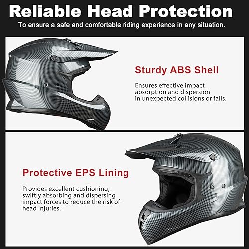 Miniatura 4 de Favoto Casco de motocross para adultos, aprobado por DOT, ligero, para motocrossATVUTV para hombres y mujeres, con visera extraíble y acolchado