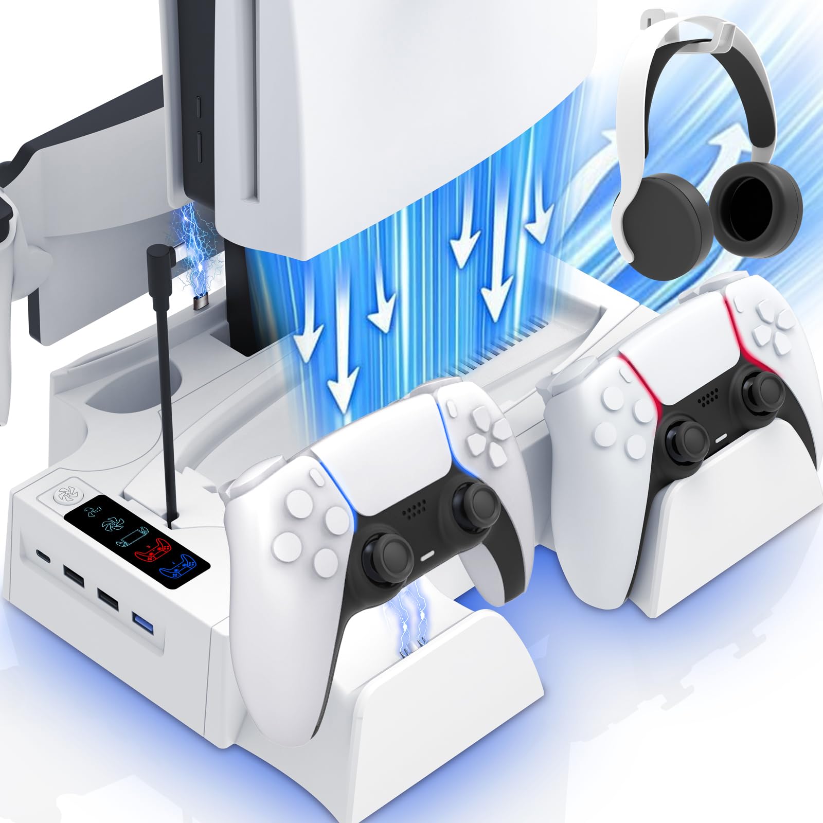 PS5 PS5 Slim Cooling Station with PlayStation Portal and Controller Charging Station Cooling Stand for PlayStation 5 PS