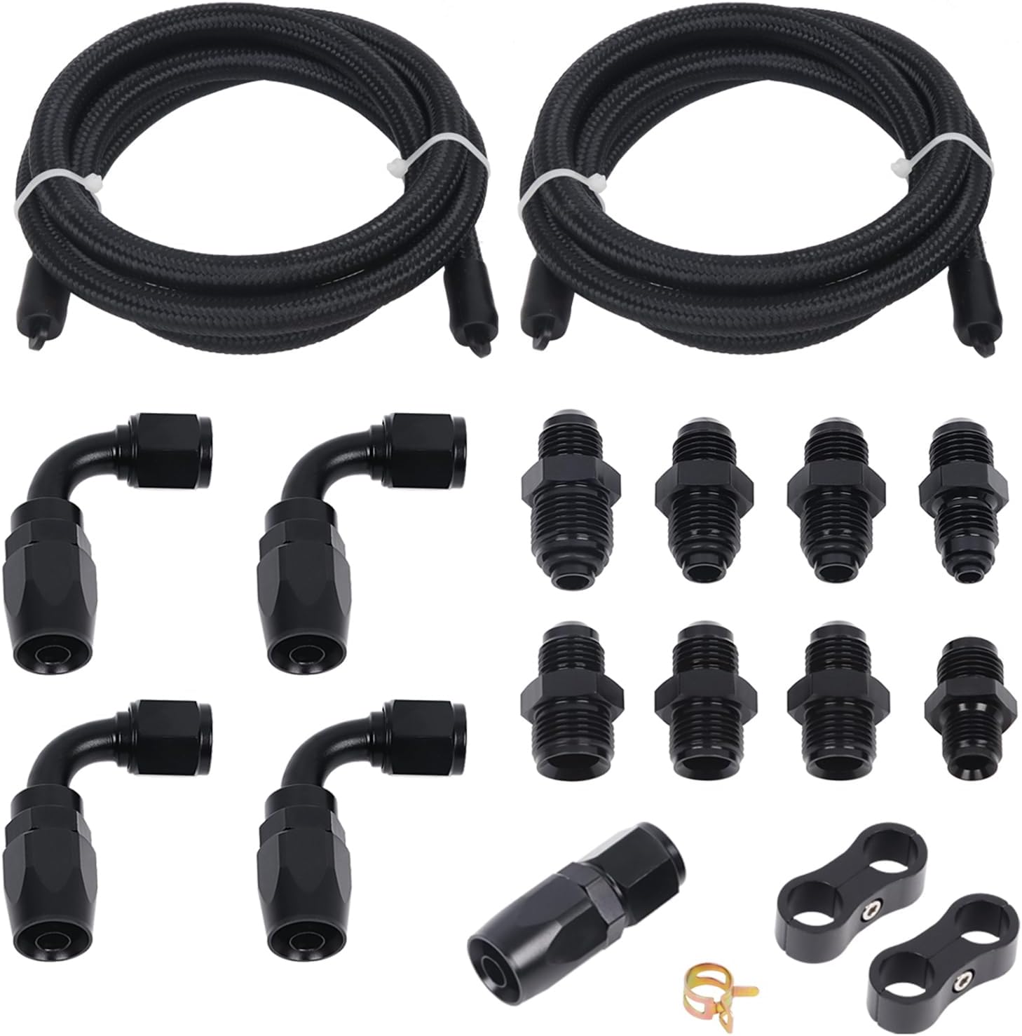 LokoCar AN6 Power Steering Pump Hose Fitting Kit Return to Reservoir Hose Kit for Pump Mount Reservoir Compatible with LS Swap LS1 LS3