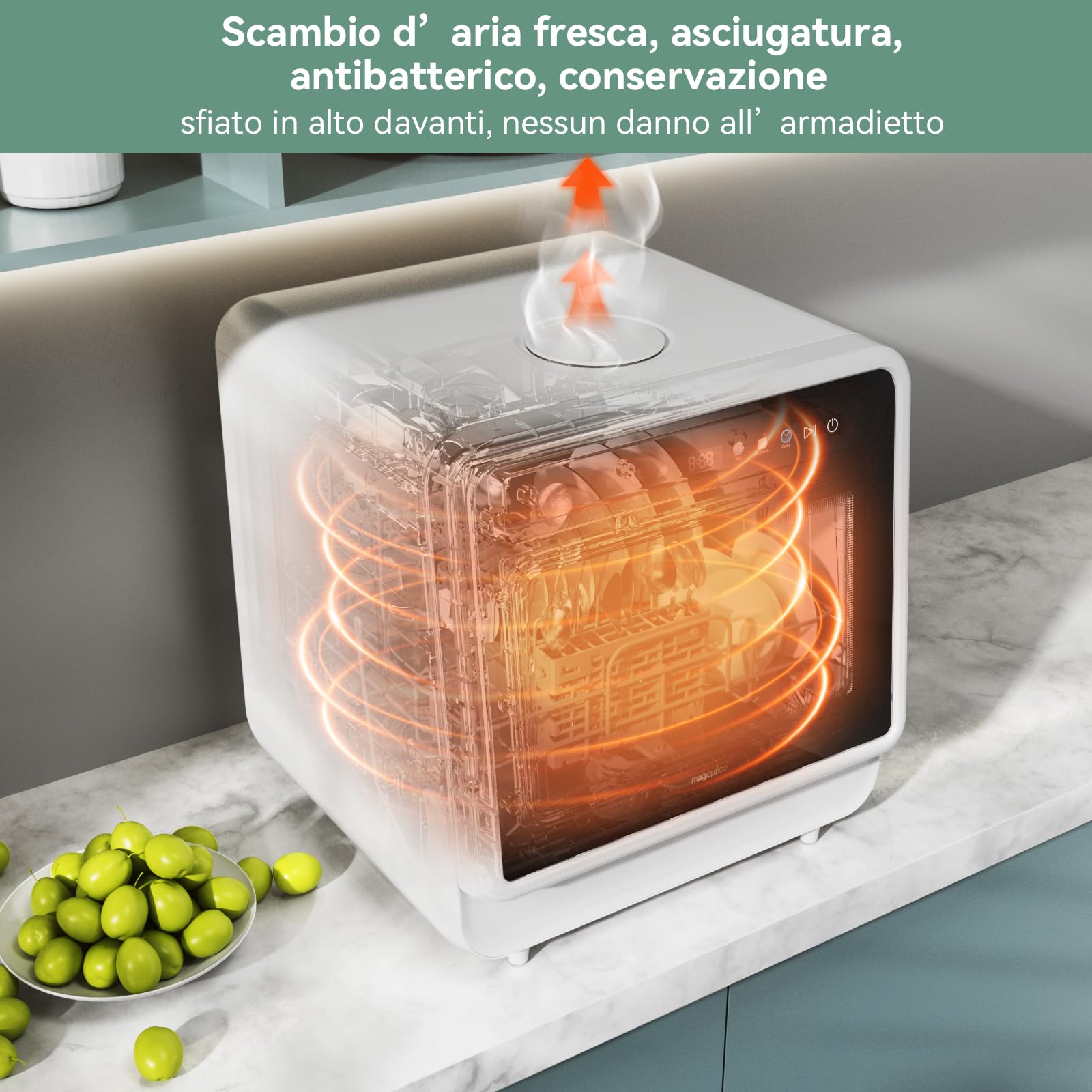 magicplux Lavastoviglie Portatile Senza Installazione, con Serbatoio Integrato 5L, Schermo a Colori, 5+3 Programmi e 3 Bracci di Lavaggio, 5 Coperti, per Appartamenti e Camper