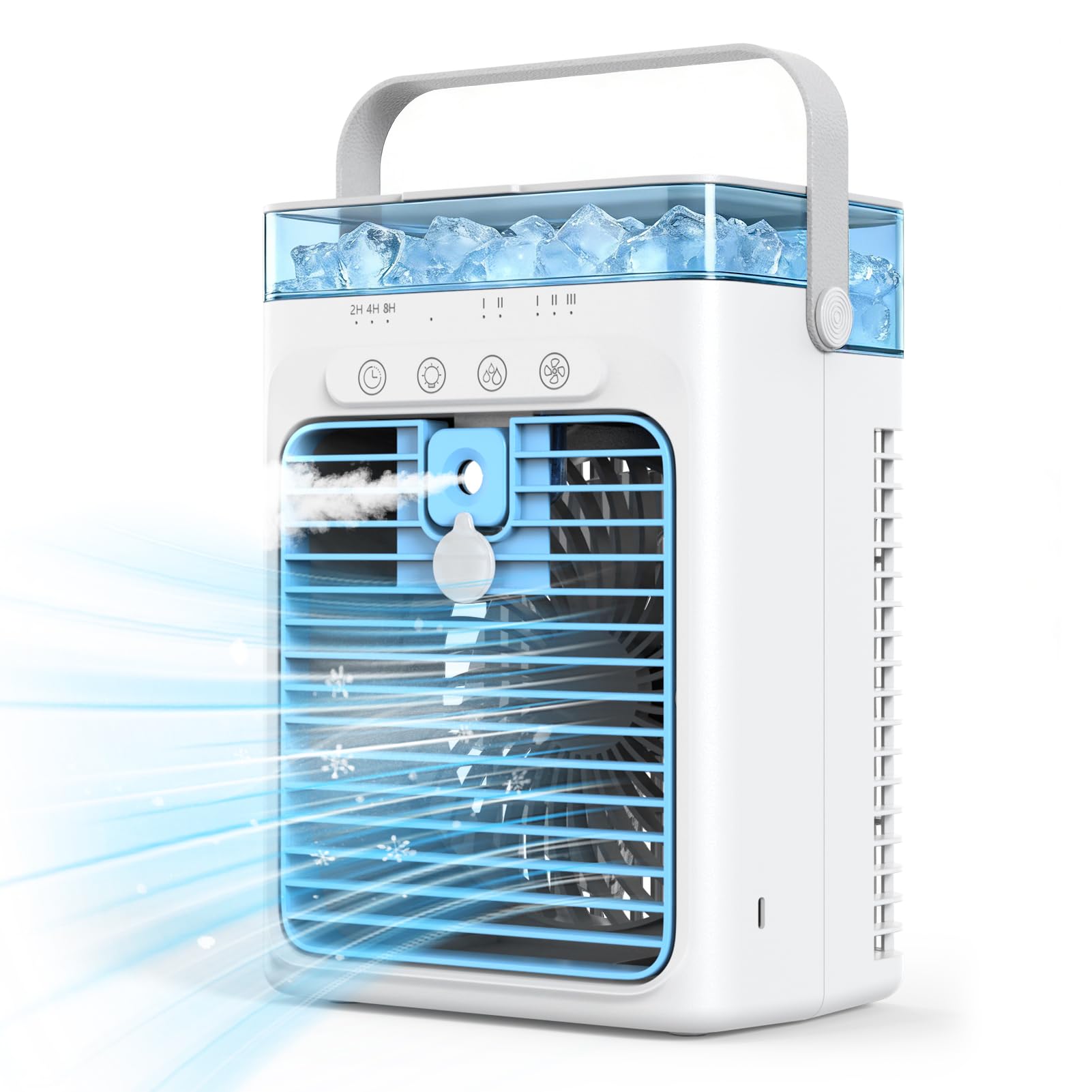 Climatiseur Mobile, 1000ML Climatiseur Portable, Rafraîchisseur D'air évaporatif Personnel, 3 Vitesses, Ventilateur Rafraîchissant pour Voiture, Bureau, Camping, Chambre, Bureau