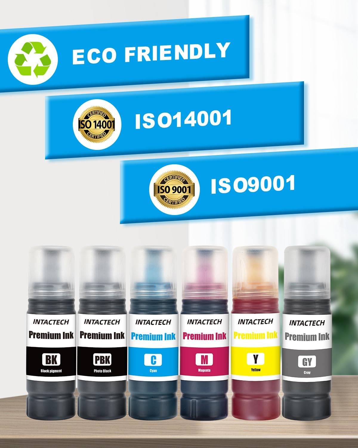 6-Pack Compatible Ink Refill Bottles for ET-8500 ET-8550 – High Capacity 6-Color Replacement Ink Set (Black, Photo Black, Cyan, Magenta, Yellow, Gray)