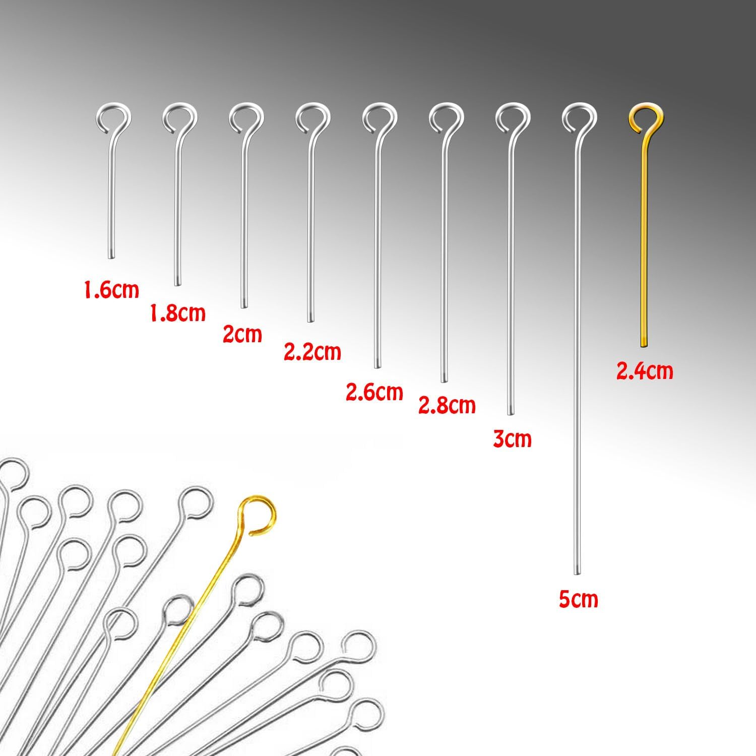800pc Mixed Silver Plated and 100pc Gold Plated Brass Open Eye Pins Wholesale Lot