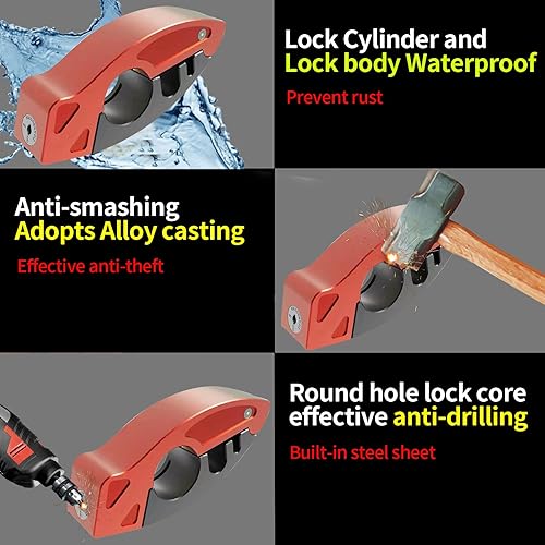 Miniatura 10 de Candado para casco de motocicleta, estilo mosquetón, con bloqueo de casco más cable de recordatorio brillante de 8 pies, para motocicleta, scooter,