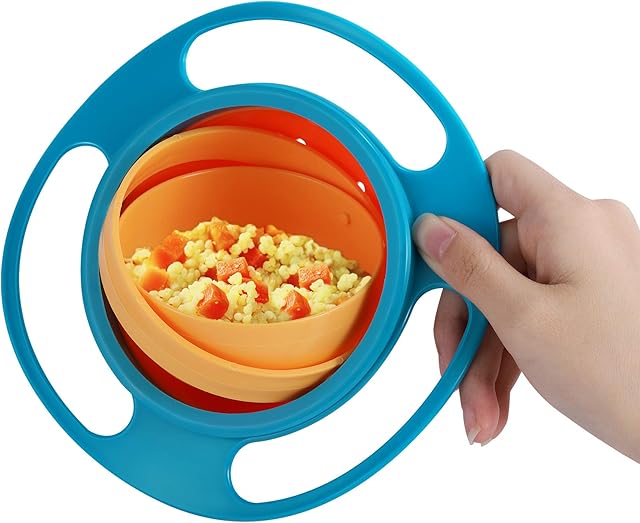 Universal Gyro Bowl Anti Spill Bowl Smooth 360 Degrees Dining Entertaining, Bowls, Bowl Sets,Toddler Bowls, Gyro Bowl, Non Spill Feeding Toddler, 360 Rotation Gyroscopic Bowl for Baby Kids(1Pcs, Blue)