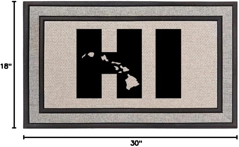 Daylor Outdoor Indoor Doormat 18" x 30" Gray/Beige/Black Rubber Backed Door Mat HI Hawaiian Islands Hawaii
