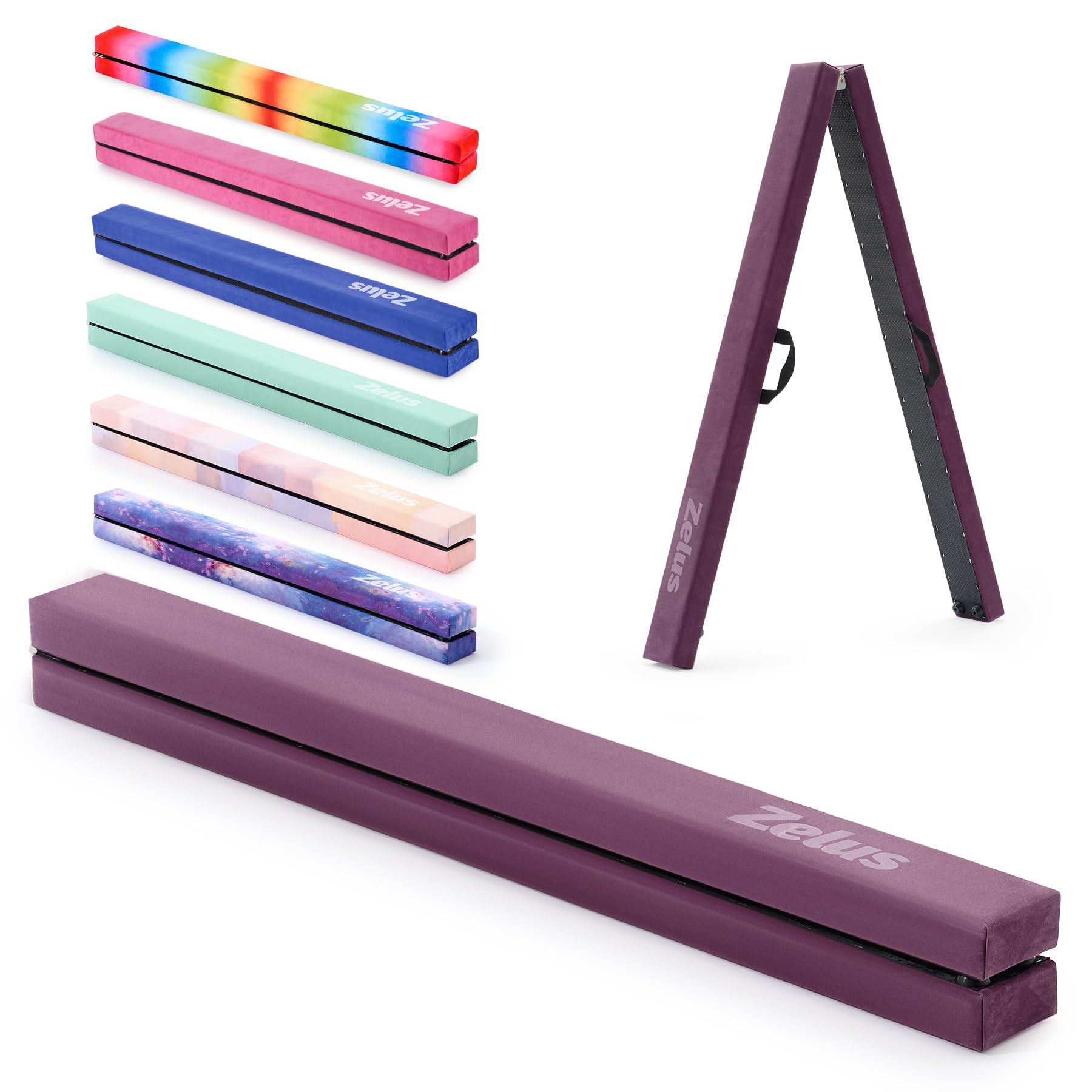 ZELUS Poutre de Gymnastique Pliable 240cm/270cm Poutre de Gym Pliante Poutre d'Équilibre Antidérapant Transportable pour Enfants Filles Gymnastes