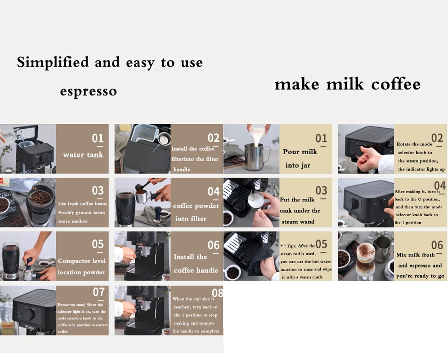 Coffee machine Coffee Espresso Semi-Automatic Coffee Machine, Milk Froth Coffee Machine, Small Home Coffee Machine, Suitable For Milk Coffee, Cappuccino, Mocha
