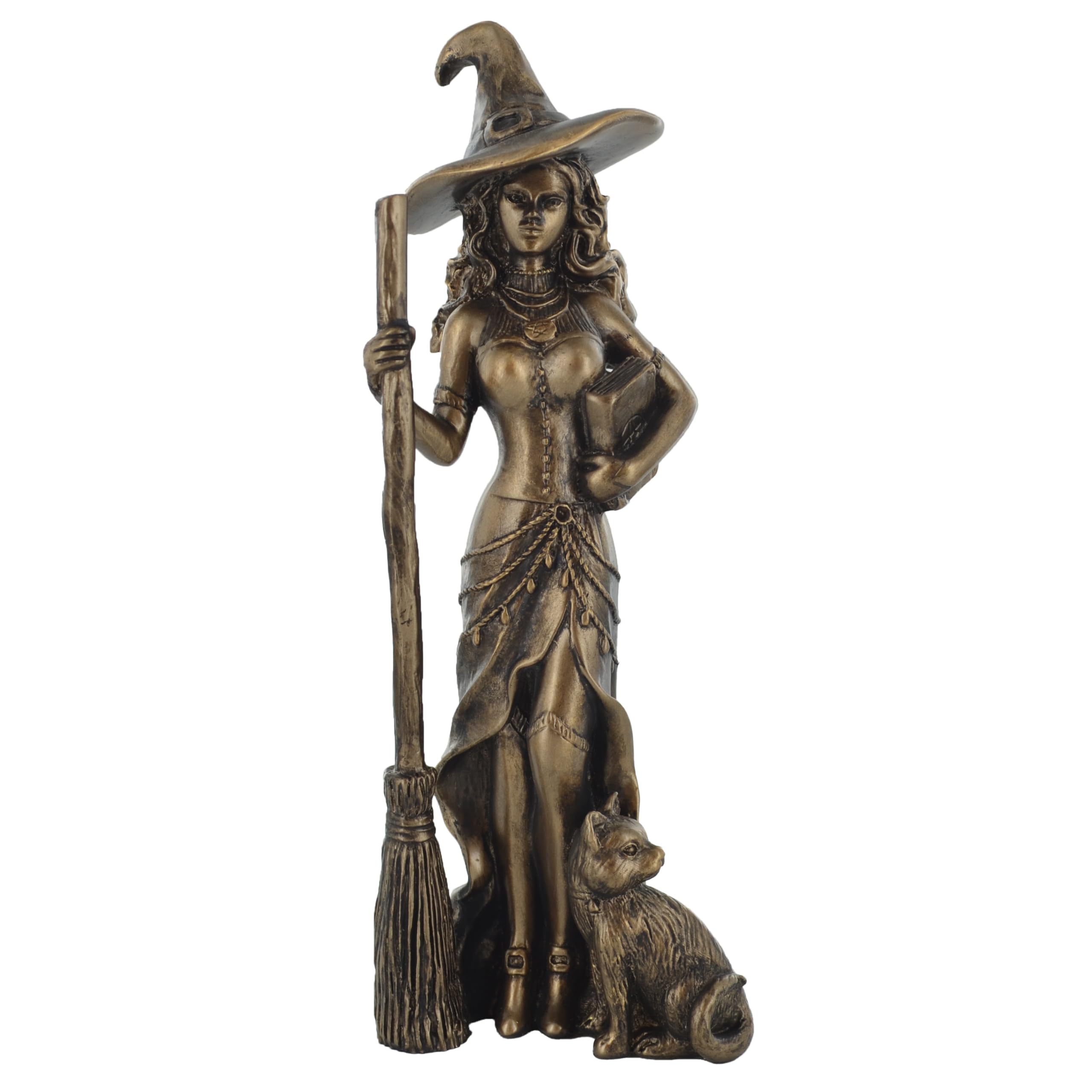 Fiesta Gifts Bronze Colour Witch And Black Cat Gift Ornament Figurine
