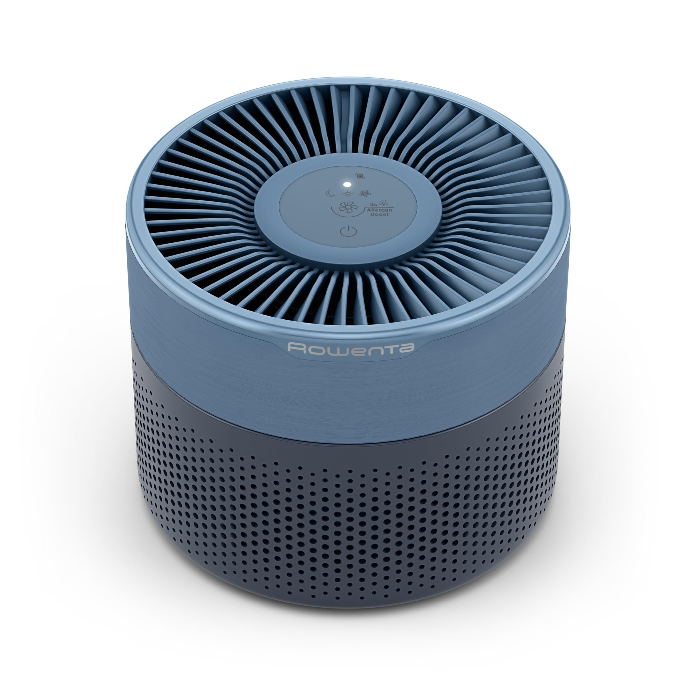Rowenta Pure Air Mini PU1522F0 Oczyszczacz powietrza, filtr HEPA do 22 m², bardzo cichy, redukujący nieprzyjemne zapachy, silnik Effitech, niebieski/szary | Bardzo cichy, redukuje nieprzyjemne zapachy, antracyt, proste i intuicyjne sterowanie, Kolor: Nieb