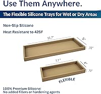 Vista 3 de Bandeja de encimera y tocador, 2 unidades (11 y 7 pulgadas), bandejas de silicona inastillables para cocina y baño para encimera, bandeja