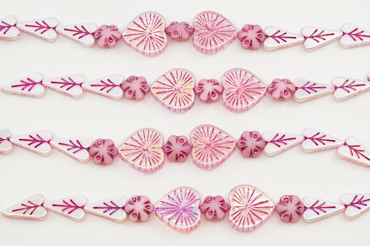 Outlet 1 pc Stranded Bead Mix Strand Pink Bees