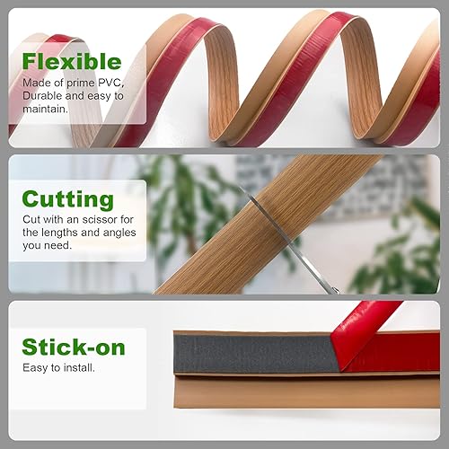 Vista 2 de 10FT Floor Transition Strip Self Adhesive,Carpet to Tile Transition Strip,Vinyl Carpet & Flooring Transitions Edging Trim Strip,for Threshold