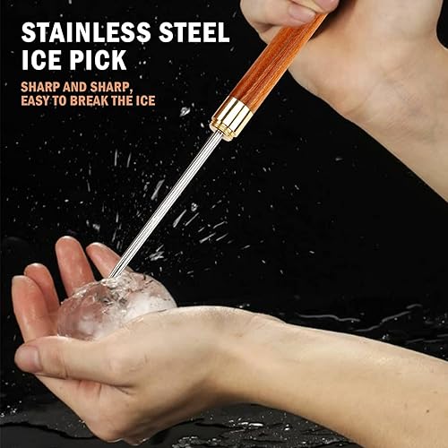 Miniatura 5 de Paquete de 2 palillos de hielo de acero inoxidable, herramienta de púa de 8 pulgadas para romper hielo con cubierta de seguridad, dispensador de