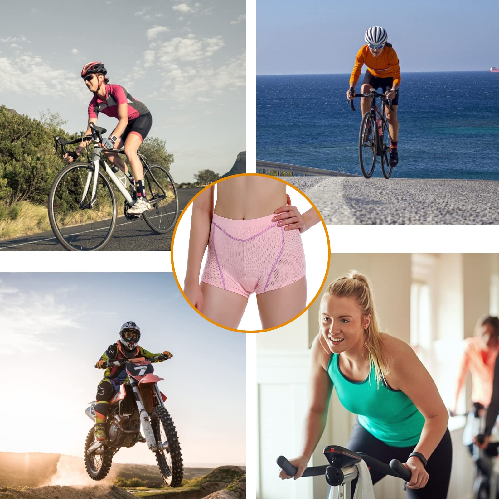 MEETWEE Damen Radunterhose,Radlerhose Kurz Fahrradhose Fahrrad Unterwäsche mit 4D hoch elastisches Schaumstoff,Fahrradunterhose Atmungsaktiv Schnelltrocknend Radhose Radfahrunterhose