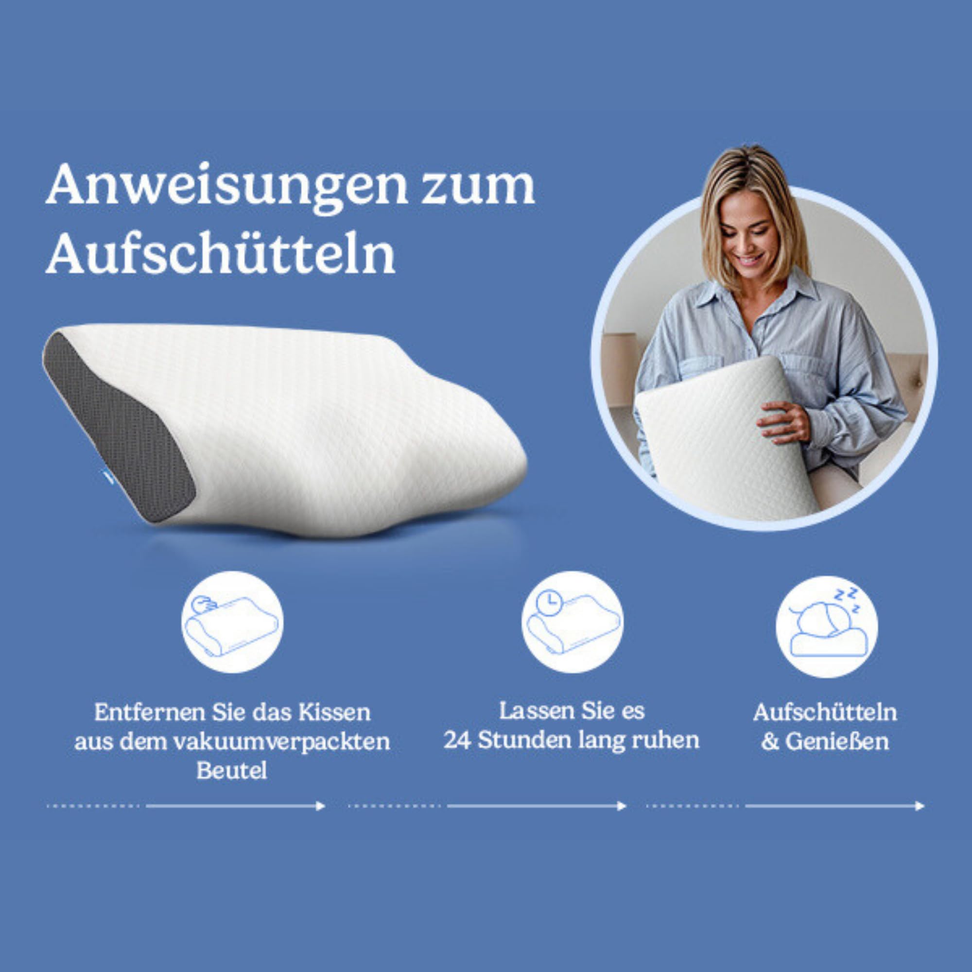 Derila Nackenkissen Kopfkissen, Memory Foam Kissen Original. Nackenstützkissen, Seitenschläferkissen für Seiten, Rücken & Bauchschläfer (Queen, 1er Pack)