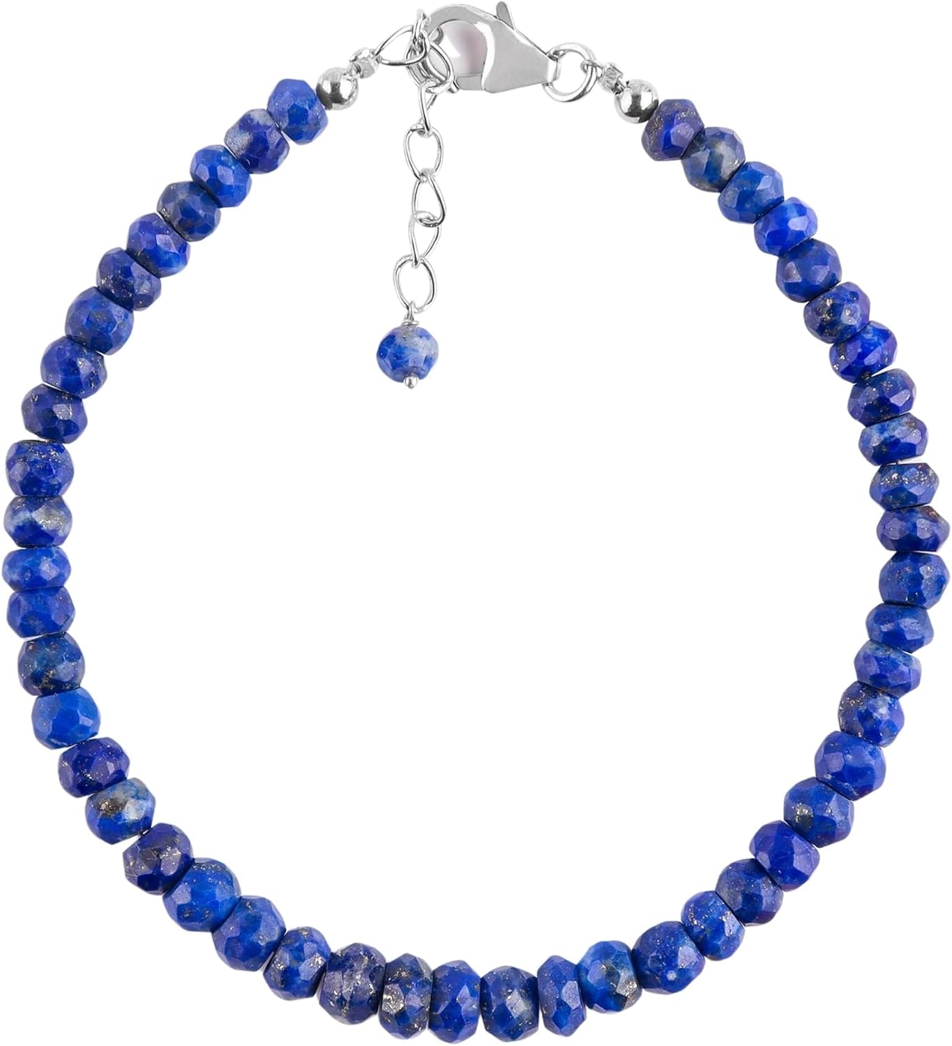 Lapis Lazuli Bracelets for Women, Valentine's Day Gifts For Her, Natural Gemstone Dainty Crystal Beads, Chakra Healing September Birthstone, Dainty Lightweight Jewelry, 925 Sterling Silver Chain 8 inch