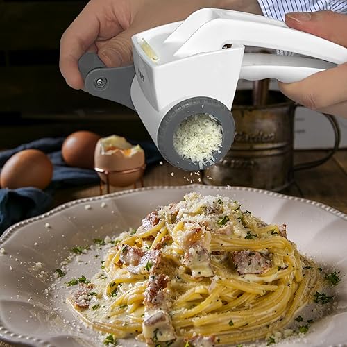 Miniatura 6 de LHS Ralladores rotativos de queso para cocina, rallador manual profesional de quesos de mano con tambor de acero inoxidable para rallar queso duro,
