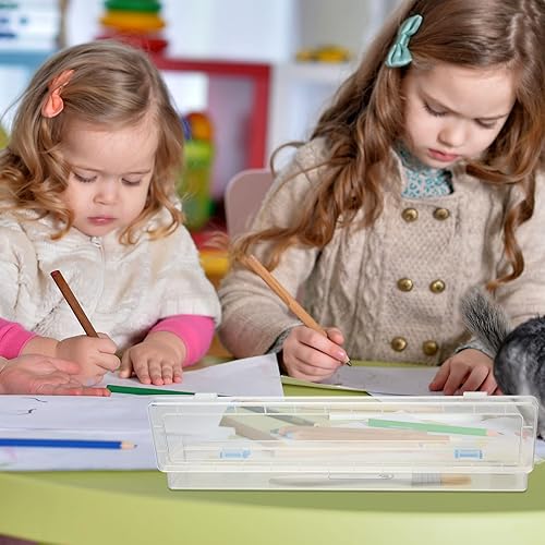 Miniatura 5 de 8 Pcs Translucent Plastic Paint Brush Holders Paint Brush Case Organizers Drawing Tools Storage Box Long Paint Brush Case Watercolor Pen Pencil