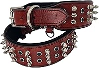Vista 10 de BlazingPaws® Sabrington - Collar de perro de cuero con púas de lujo de 2 pulgadas de ancho para perros grandes con púas atornilladas en cuero negro