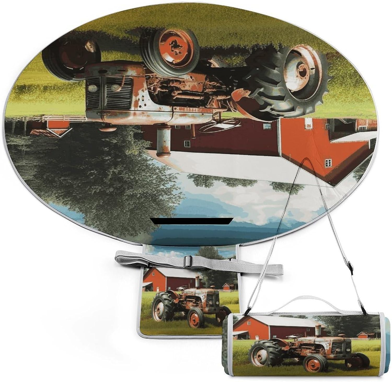 Company Farm Tractor Picnic Mat Lightweight Waterproof Picnic Blankets Extra Large Picnic Outdoor Blankets Foldable Sandproof Beach Blanket for Park Beach Camping Courtyard 58.3''x58.3''