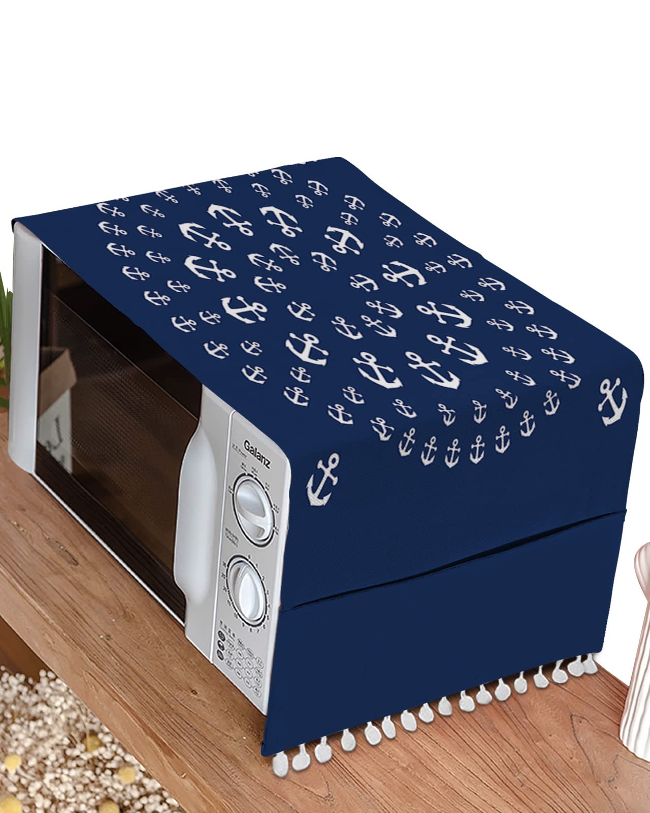 Table Cloth Fridge Dustproof Cover with Pockets Nautical Anchor Tablecloth Wardrobe Refrigerator Protector Mandala Zentable Navy Blue Tablecover Top Machine Furniture Dustcover 28"x67"