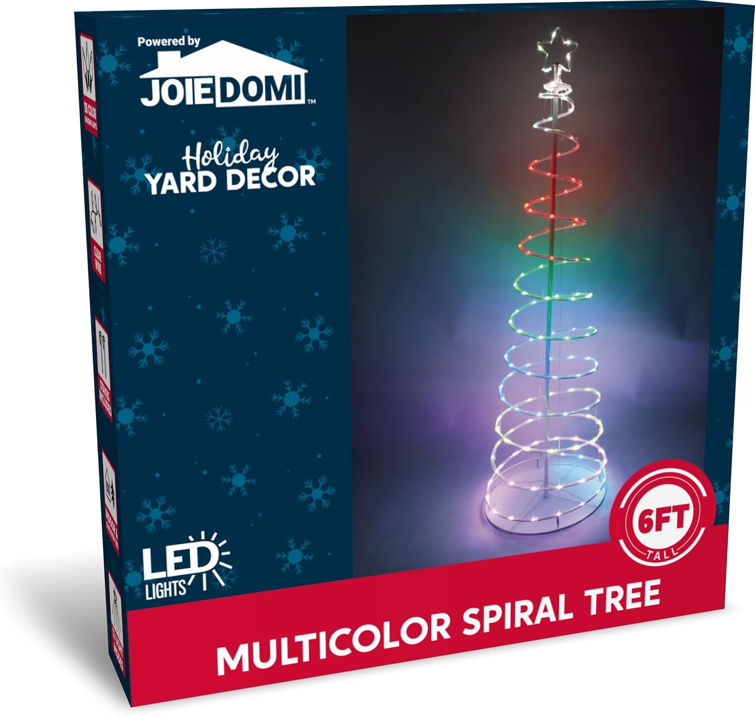 Joiedomi 6ft Smart Animated Lightshow Spiral Christmas Tree 135 LED Multicolor Yard Light for Christmas Event Decoration, Christmas Outdoor Yard Garden Decorations, Christmas Eve Night Deco : Patio, Lawn & Garden