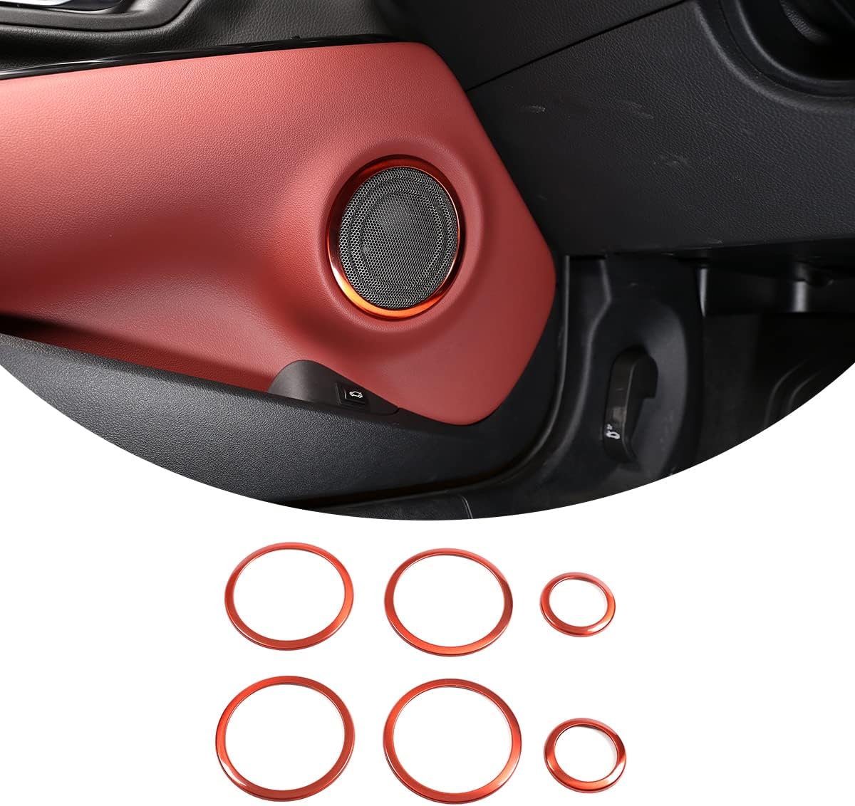 Fit for Toyot@ Supr@ GR A90 A91 MK5 2019-2024 Car Horn Ring Cover, Speaker Decoration Cover Trim, Horn Ring Cover for Car Interior Accessories, 6 PCS (Red)