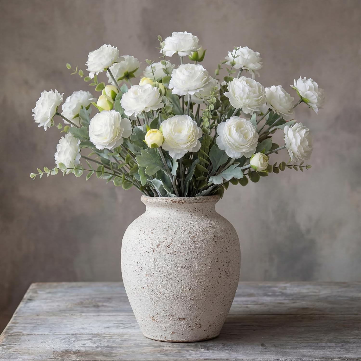 Daifunli 18 Pcs Faux Silk Peony Artificial Flowers for Vase Vintage Bulk Fake Peonies Branches with Stems for DIY Bouquet Centerpieces Wedding Fillers Arrangements Shower Decorations(Cream)