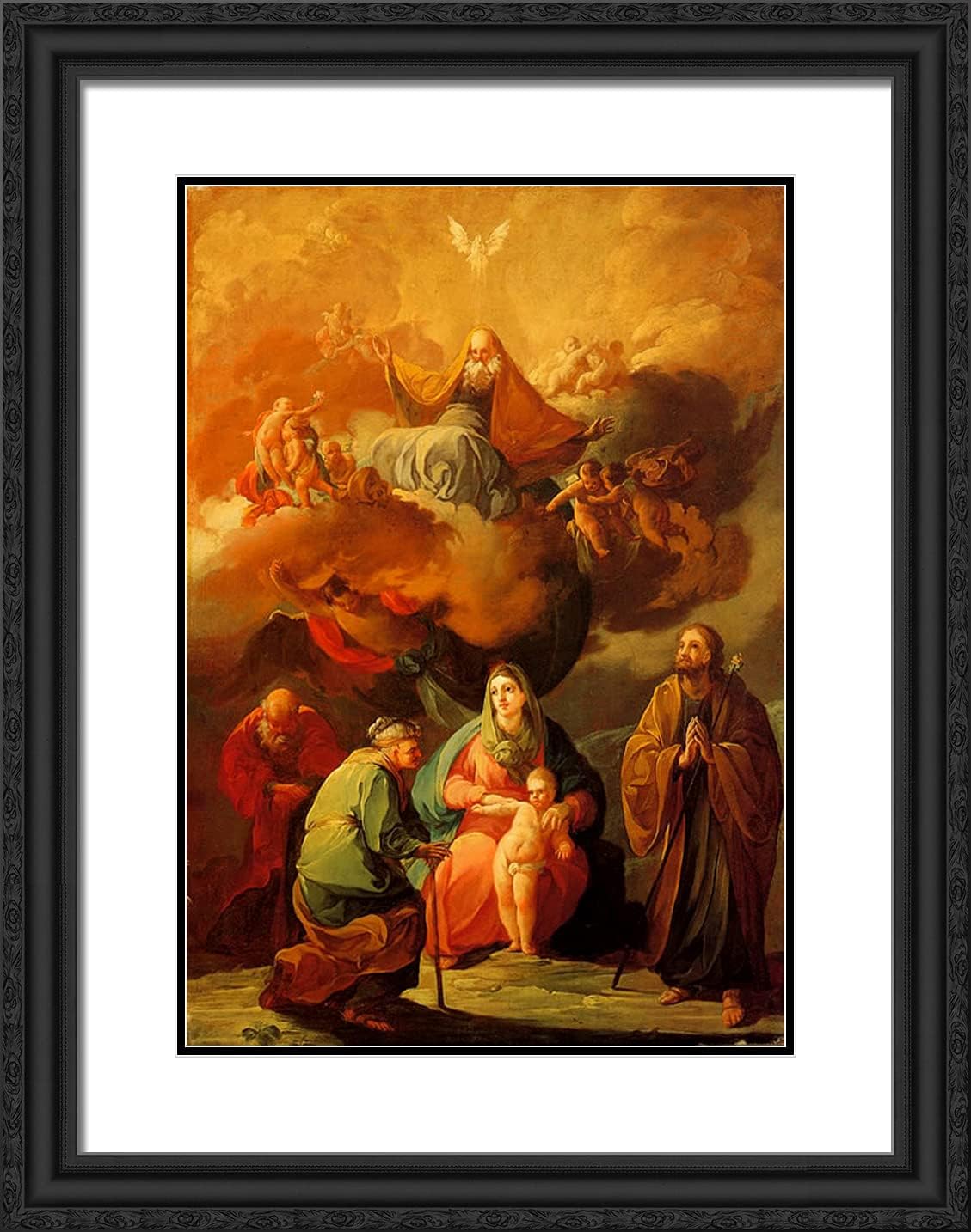 ArtDirect Goya, Francisco 19x24 Black Ornate Framed Art Print with Double Matting Titled: Triple Generation